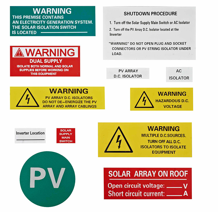 Warnung Etiketten Fir Pv System